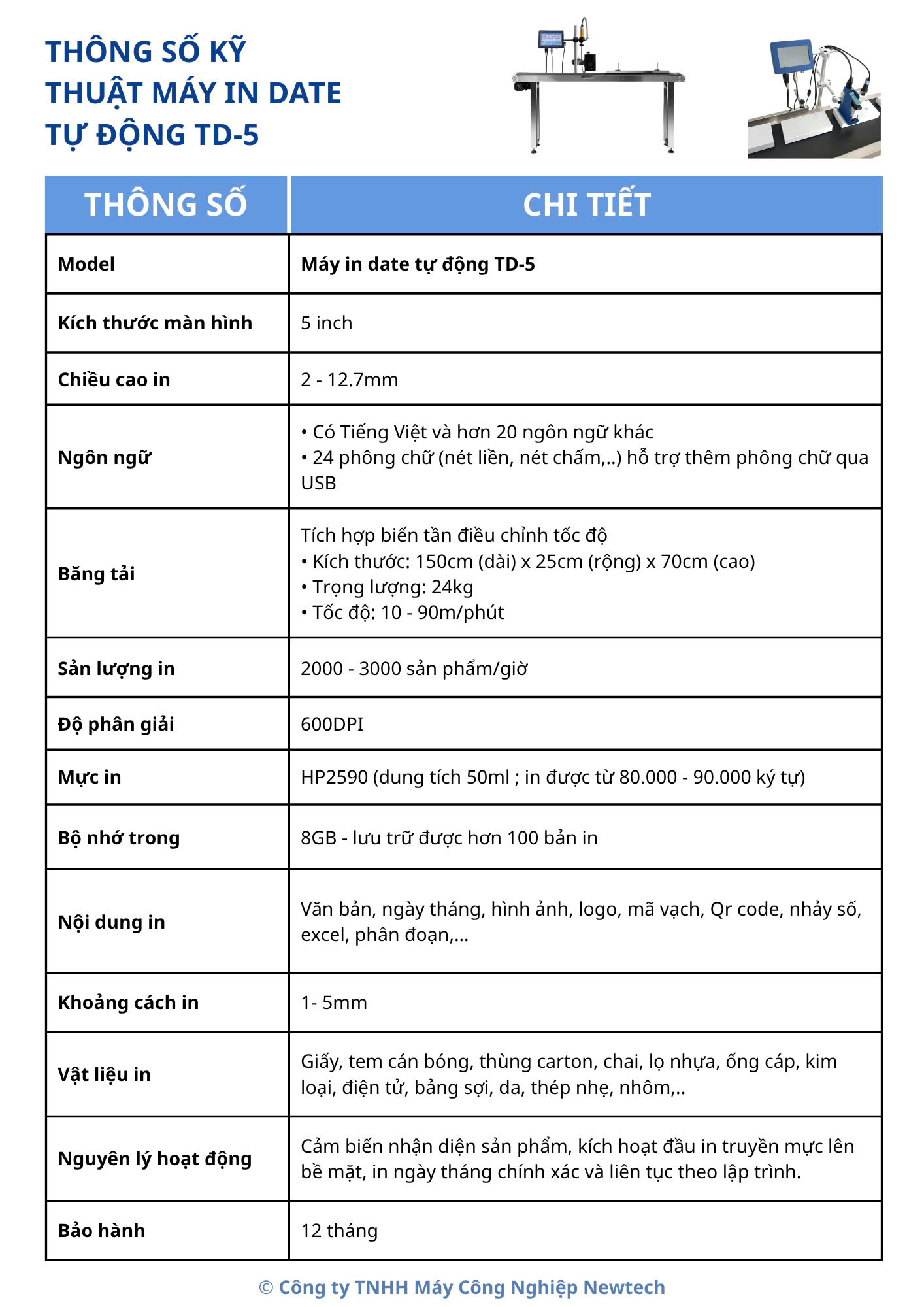 thông số máy in date tự động