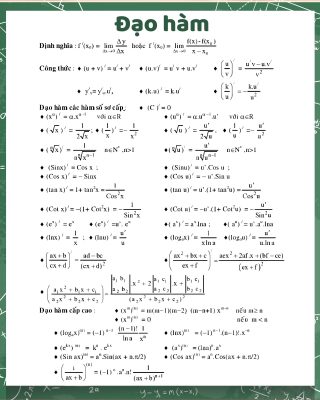 công thức đạo hàm